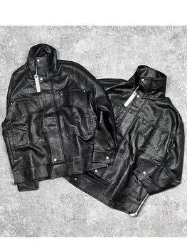Arnodefrance22SS Осенне-зимняя кожаная куртка Мужская и женская куртка 1:1 ADF Ретро Модный Функциональный инструмент Куртка на молнии