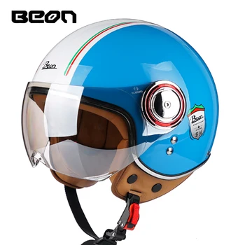 BEON Ретро 3/4 Мотоциклетный Шлем С Открытым Лицом Винтажный Чоппер Capacete De Moto Мужчины Женщины Скутер Мотоцикл casco DOT Одобрен ECE
