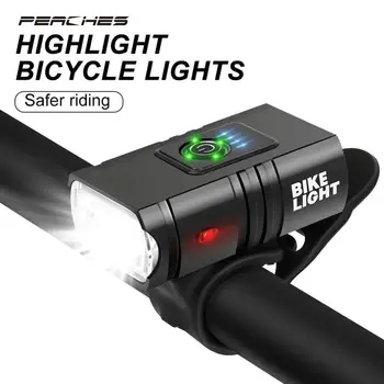 Светодиодный Велосипедный фонарь USB Перезаряжаемый Индикатор питания Светодиодный Велосипедный Передний фонарь Фонарик Велосипедное Снаряжение Водонепроницаемый Светодиодный Фонарик