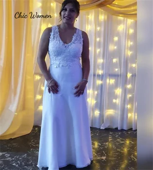Простое белое свадебное платье 2023 Длиной до пола, атласное кружевное пляжное платье невесты, сексуальное Богемное платье для свадебной вечеринки с открытой спиной, расшитое бисером