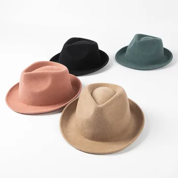 202308-HH2072A ins Прямая поставка, зимняя фетровая шляпа из кроличьей шерсти с маленькими полями, мужская женская панама, джазовая шляпа