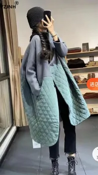 YZJNH, осень и зима, новое Японское модное Бархатное соединение с хлопком, очень широкая свободная шерстяная ткань, легкое хлопчатобумажное пальто