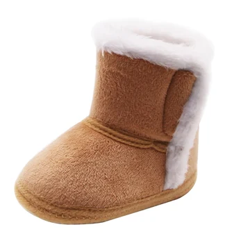 Зимние Детские ботинки-мокасины на нескользящей мягкой подошве для мальчиков и девочек, Замшевая обувь для кроватки 0-18 м