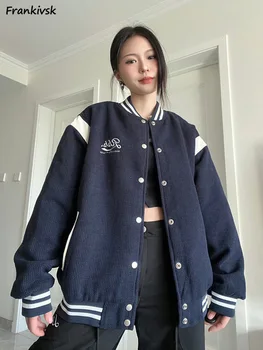 Куртки в корейском стиле, Женская Свободная Уличная одежда, Бейсбольная форма, Однобортная Мода, Досуг, Осень 2023, Студенческая вышивка,