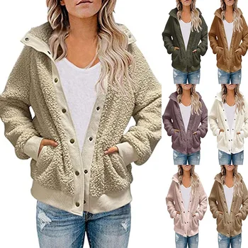 2023 Осенне-зимняя женская новая куртка-пальто большого размера европейского и американского однотонного цвета, популярный повседневный Универсальный кардиган с капюшоном Плюс