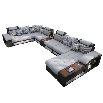 Современный диван для гостиной, 7-местные диваны L U-образной формы с откидывающейся спинкой, роскошный секционный диван из микрофибры для домашней мебели