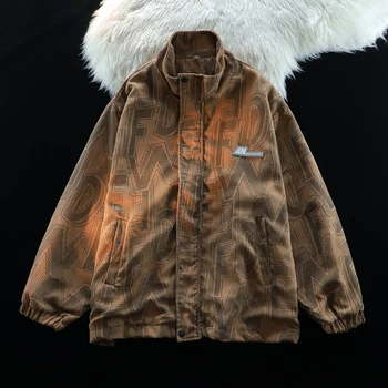 Весенне-осенняя куртка с воротником-стойкой, Американский повседневный Свободный красивый топ, Рубашки с длинными рукавами, мужское пальто, мужская одежда