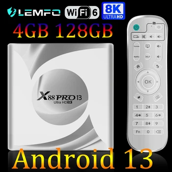 LEMFO TV Box Android 13 8 ГБ ОЗУ 128 ГБ ПЗУ 8K WIFI 6 RK3528 Четырехъядерный процессор с поддержкой 2,4 G и 5G 1080P Голосовой помощник smart tv box 2023