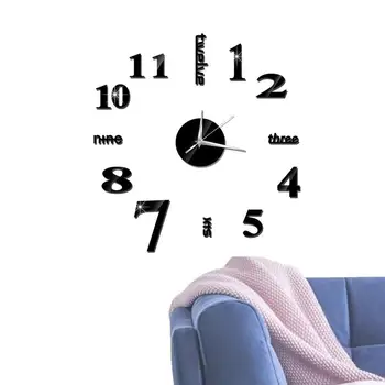 Сделай сам 3D Акриловые большие настенные часы современного дизайна с зеркальными цифрами Наклейки Украшения для домашнего офиса Настенные часы Reloj De Pared