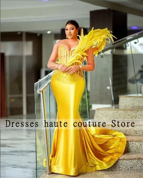 Вечерние платья Aso Ebi African Gold 2023 для чернокожей девушки, сексуальное иллюзионное платье для вечеринки в честь дня рождения, расшитое бисером, платье для выпускного вечера в стиле русалки