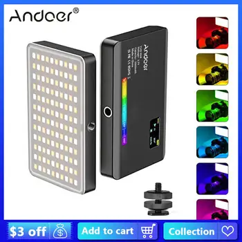 Andoer Y140 RGB LED Video Light Карманное Освещение Для Видеоконференций CRI95 + 2500-9000K для Мобильного Видеоблога, Транслирующего Онлайн-Встречу В Прямом эфире
