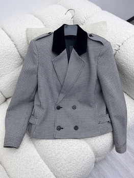2023FW, Новинка осени, женская Винтажная высококачественная клетчатая куртка в стиле пэчворк, пальто, женская шикарная верхняя одежда Gdnz 7.14