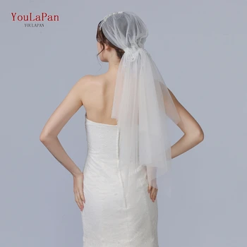 Свадебная фата YouLaPan, украшенная бисером, Хрустальной кисточкой, Свадебная Красивая Шляпка, фата для подружки, Короткая фата длиной до локтя, повязка на голову с вуалью V41
