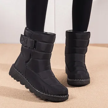 Женские нескользящие водонепроницаемые зимние ботинки 2023, новые модные зимние ботильоны из толстого плюша, теплые удобные короткие ботинки на толстой подошве