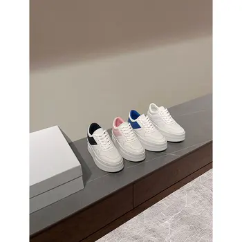FEYUOES ~ Дизайнерские Маленькие Белые туфли Matsuke на толстой подошве 23s, Женская Повседневная обувь 2023 года, Спортивная обувь из натуральной Кожи