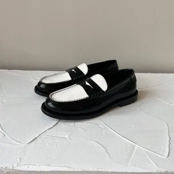Весна осень новые туфли для женщин из натуральной кожи туфли мокасины лоскутное дизайнерские туфли на платформе швейной скольжения на квартиры