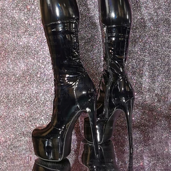 SEIIHEM Женские сапоги до икр на платформе, стрейчевые сапоги Zapatos на тонком высоком каблуке Ручной работы, женская обувь для девочек, женские большие размеры 39 45 48 52
