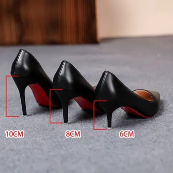 Женские туфли-лодочки дизайнерского бренда на высоком каблуке, черные низы, блестящие матовые туфли на высоком каблуке с острым носком, женские туфли на шпильке для клубного выпускного вечера 43