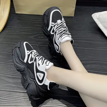Новая женская обувь на платформе 2023, дизайнерская массивная удобная уличная повседневная обувь, весенняя спортивная обувь для взрослых на шнуровке