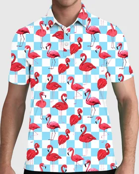 Футболки-поло Flamingo Fairways С Художественным Принтом, Трендовая Рубашка, Летняя Одежда На Заказ С Коротким Рукавом