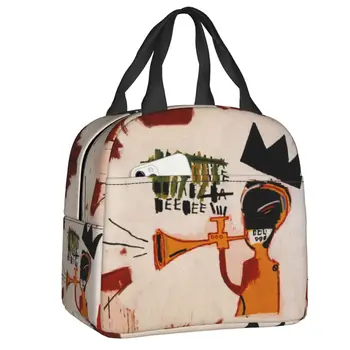 Trompeta By Basquiats bolsa de almuerzo aislada para el trabajo, arte de Graffiti escolar, fiambrera térmica impermeable, bolso