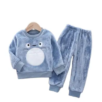 Зимние Комплекты пижам для маленьких мальчиков и девочек 2023 Осенняя мода Фланелевая Флисовая одежда Детские пижамы с Мультяшным Медведем Детская одежда