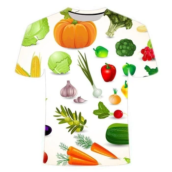 Летняя забавная мужская и женская футболка с 3D-принтом дынь, фруктов и овощей с круглым вырезом и увеличенными короткими рукавами