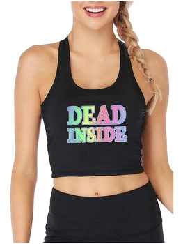 Дизайн Dead Inside, Сексуальный облегающий укороченный топ, женские топы на Хэллоуин в стиле грустных эмо, пастельных готических тонов, Юмор, Забавный повседневный спортивный камзол.
