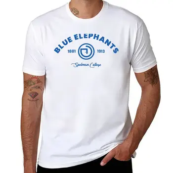 Новые синие слоны- футболка Колледжа Спелмана, футболка с коротким рукавом, обычная футболка, простые черные футболки, мужские