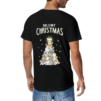 Новая рождественская футболка Meowy, пустые футболки, кавайная одежда, футболки, мужские простые белые футболки, мужские