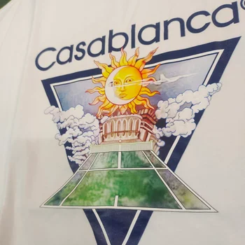 Футболки CASABLANCA, высококачественные футболки из хлопка с буквенным принтом на корте теннисного клуба, с коротким рукавом Оверсайз,