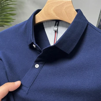 Мужская однотонная рубашка Поло, летняя и осенняя футболка с круглым вырезом и коротким рукавом, модный Топовый бренд, повседневная деловая рубашка поло