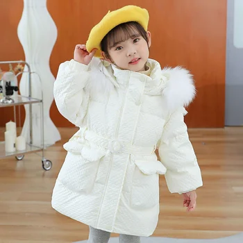 Новая теплая куртка на белом утином пуху для маленьких девочек, зимняя одежда, детская верхняя одежда, одежда для девочек, парка, детское милое пальто, зимний костюм