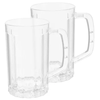 2шт 500 мл Прозрачная пивная кружка, Пластиковая пивная чашка для питья, чашка для сока, бытовая чашка для воды