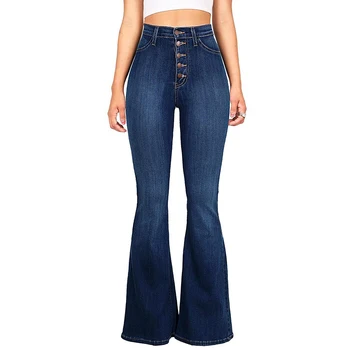 Новые женские летние синие джинсы 2023 года, тонкие джинсы с высокой талией, джинсовые расклешенные брюки с перекрестными бедрами