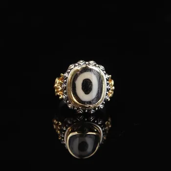 FoYuan серебристого цвета, Новое тибетское кольцо из бисера с одним сломанным глазом, мужские и женские кольца в этническом стиле