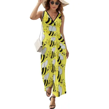 Графическое платье без рукавов Bumble Bee, длинное платье, повседневные платья, женские летние платья 2023 года