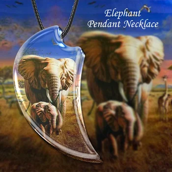 Модное ожерелье с пейзажем из смолы в виде слона для мужчин и женщин