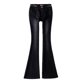 Весенние классические черные джинсы с застежкой-молнией и низким поясом, женские узкие брюки с низкой талией