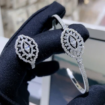 Модный набор браслетов InJewelife для женщин, аксессуары для рук с кубическим цирконием, браслет-манжета, кольцо, Свадебная вечеринка, ювелирные изделия для помолвки.