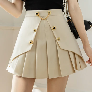 Женская шикарная плиссированная мини-юбка с высокой талией, элегантная корейская мода, милая повседневная весенне-летняя одежда