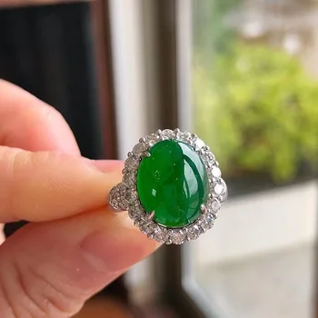 Винтажные Классические кольца из натурального Зеленого Хотанского нефрита для женщин, Модные и высококачественные классические Серебряные ювелирные изделия, обручальное кольцо