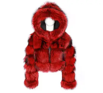 Зимние толстые пушистые укороченные пальто и куртки из искусственного меха Женское пушистое пальто с капюшоном Зимняя меховая куртка Manteau Femme