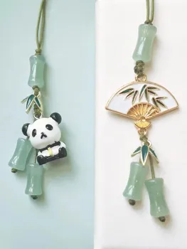 2023 Lucky Panda Аниме Телефон Кулон Подвески Цепочка для брелка Аксессуары Бамбуковый ремешок Чехлы для шнурков в китайском стиле