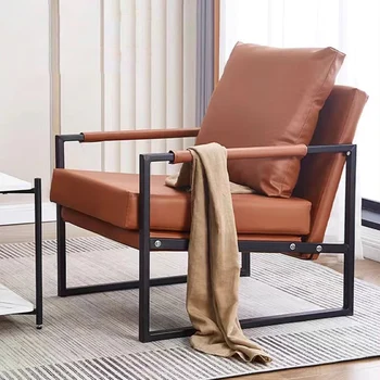 Офисное кресло для гостиной в скандинавском стиле, Роскошное кожаное Минималистичное кресло для отдыха, Балкон для гостиной, Отдельные предметы домашнего обихода, Мебель