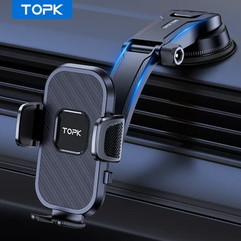 Автомобильный держатель для телефона TOPK Крепление для смартфона самотеком Без магнитной поддержки для iPhone 13 12 11 X Xiaomi Samsung Huawei