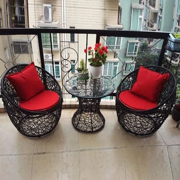 Ротанговый стул Набор из трех предметов Простые наборы садовой мебели Балконные столы и стулья для отдыха Садовые столы и стулья на открытом воздухе