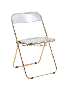 Скандинавский Прозрачный складной стул Со спинкой из нержавеющей стали, простой современный Акриловый обеденный стул, Пластиковые хрустальные столешницы