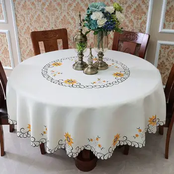 koronki biały stół tkaniny wyszywany obrus ślub okrągły Hotel europejski styl urodziny obrus siedzenia drążą