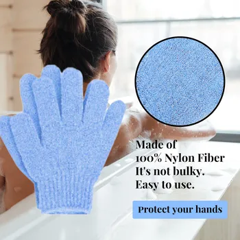 Двусторонние отшелушивающие перчатки Легко моются, один размер подходит для большинства перчаток для ванны для скрабирования тела в спа-салоне красоты